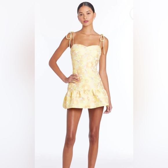 Amanda Uprichard Pants - Amanda Uprichard Champagne Skort Romper In Yellow Brocade
